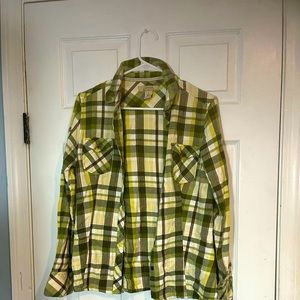 Multicolor, green, long sleeve shirt, button down size medium
